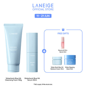 (Best Pairing Sets) Water Bank Blue Hyaluronic Serum + Waterbank Blue HA Cleansing Foam