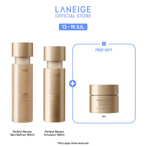 (Best Pairing Set) Perfect Renew 3X Anti-Aging Routine Set - Emulsion, Toner, Essence, Lightweight Mosituriser