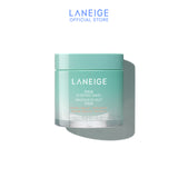 A jar of Laneige Cica Sleeping Mask sits on a white background, its light teal packaging clearly displaying the product name and size, promising soothed, repaired, and strengthened skin overnight.