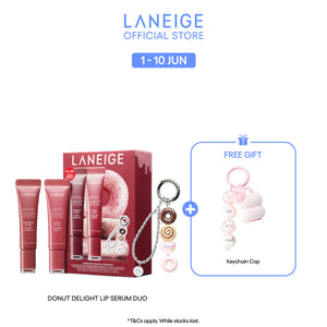 Glaze Craze Lip Serum Donut Delight Duo Set - Cinnamon Sugar, Peach Glaze, Donut Keychain