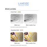 Laneige serum bottle positioned diagonally to showcase reflective surfaces and texture.