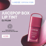 (NEW LAUNCH ) LANEIGE Juicepop Box Lip Tint 4.5g (Select from 8 Shades) - 12hr Color Stay Water-Oil Tint with Peptides Polypeptide, Ceramides