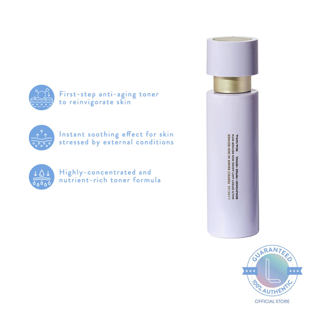 LANEIGE Perfect Renew 3x Skin Refiner 150ml - Anti-Aging Toner, Relieves and Soothes Irritation