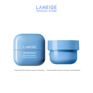 LANEIGE Water Bank Blue Hyaluronic Intensive Cream + Refill Set - Barrier Fortifying Cream For a Strong Barrier and Healthy Glow (Clinically Proven Hydration For All Skin Types)