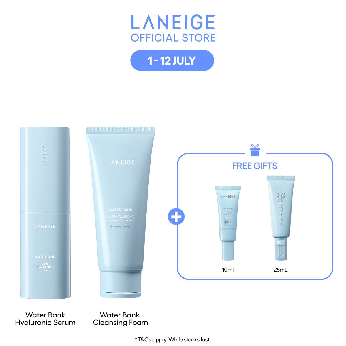 (Best Pairing Set) Water Bank Blue Hyaluronic Hydration Set - Serum, Cleanser