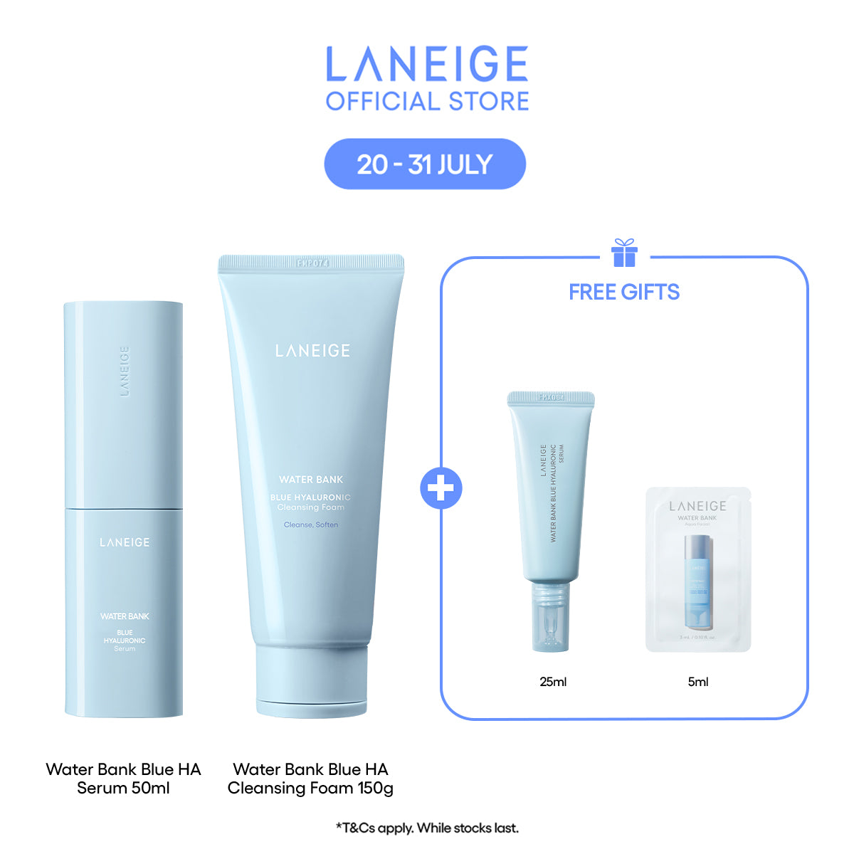 (Best Pairing Set) Water Bank Blue Hyaluronic Hydration Set - Serum, Cleanser