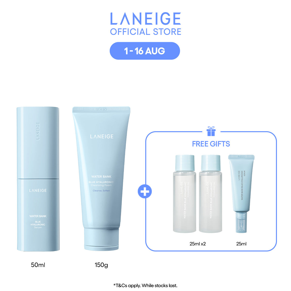 (Best Pairing Set) Water Bank Blue Hyaluronic Hydration Set - Serum, Cleanser