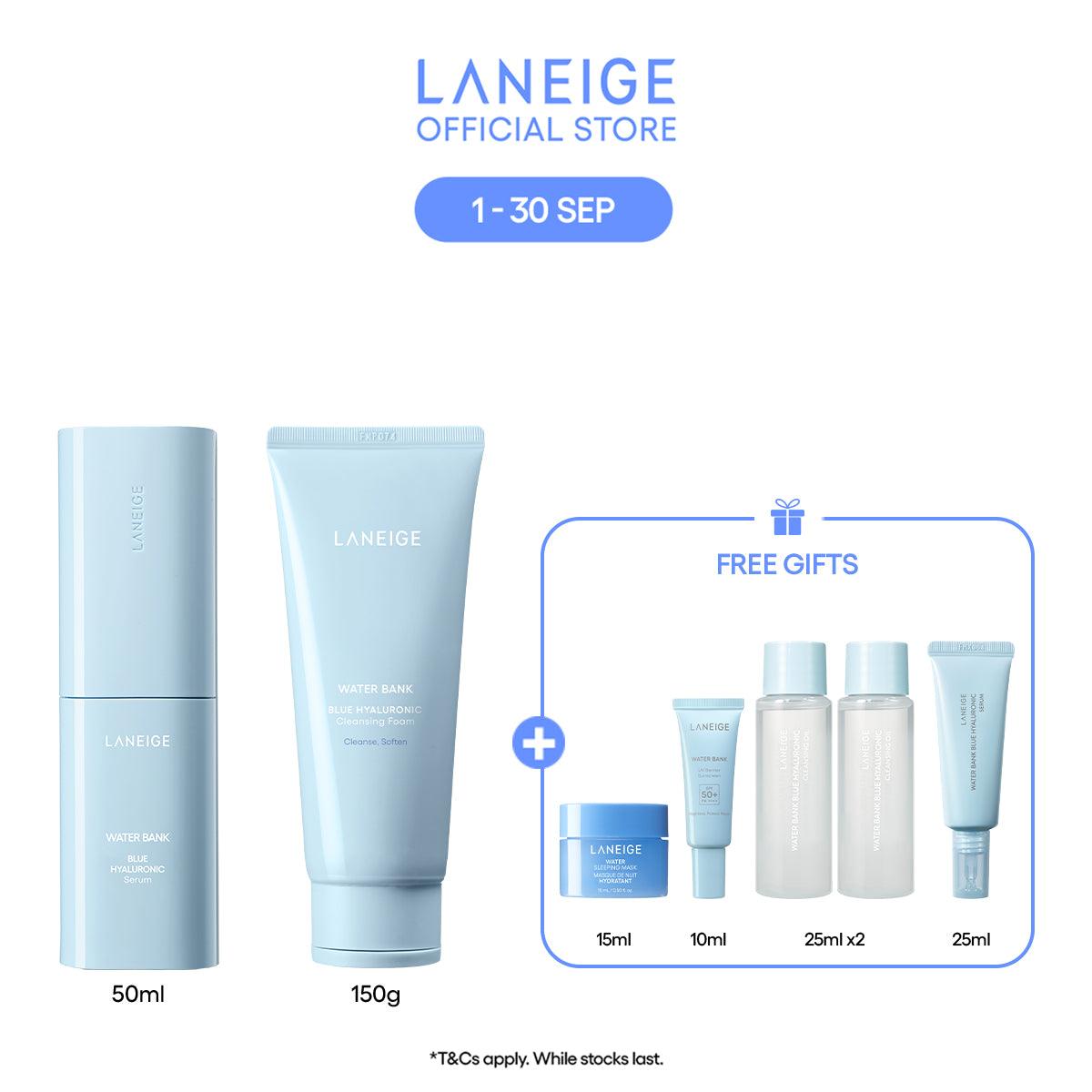 (Best Pairing Set) Water Bank Blue Hyaluronic Hydration Set - Serum, Cleanser