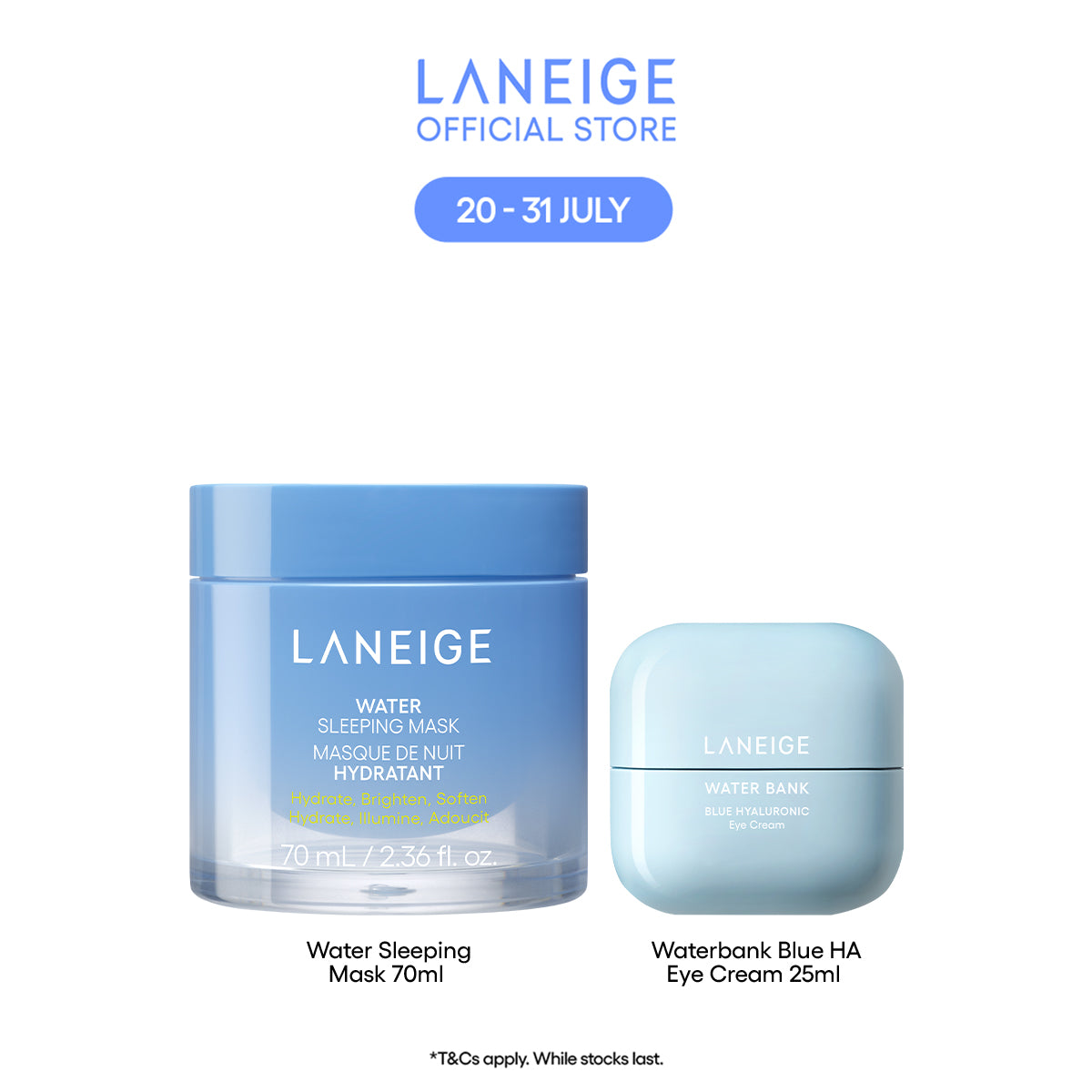 (Best Pairing Set) Water Bank Overnight Hydration Care Set - Sleeping Mask, Eye Care