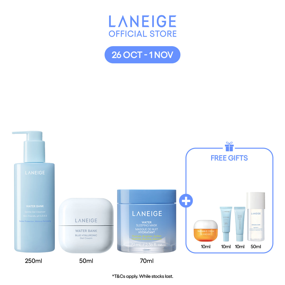 Water Bank Full Night Routine for Oily Skin - Cleanse, Hydrate & Barrier Repair Overnight