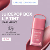 (NEW LAUNCH ) LANEIGE Juicepop Box Lip Tint 4.5g (Select from 8 Shades) - 12hr Color Stay Water-Oil Tint with Peptides Polypeptide, Ceramides