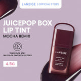 (NEW LAUNCH ) LANEIGE Juicepop Box Lip Tint 4.5g (Select from 8 Shades) - 12hr Color Stay Water-Oil Tint with Peptides Polypeptide, Ceramides
