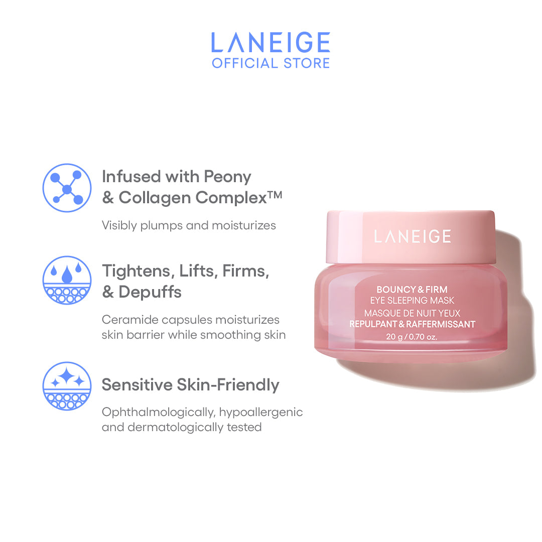 (NEW LAUNCH) LANEIGE Bouncy & Firm Eye Sleeping Mask 20g - Restorative, hydrating skincare, sensitive skin-friendly