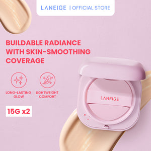 [LANEIGE Official] NEO Cushion The Glow SPF 50 PA+++ 25C 15G*2 (Select from 6 Shades) - 72-Hr Radiant & Seamless Wear