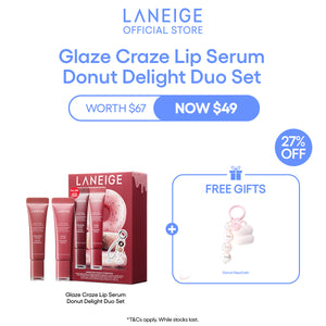 Glaze Craze Lip Serum Donut Delight Duo Set - Cinnamon Sugar, Peach Glaze, Donut Keychain
