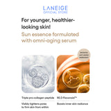 Ingredients spotlight of Laneige sun essence, featuring collagen peptide and RE.D Flavonoid™ to firm skin and enhance radiance.