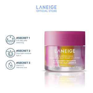 (NEW LAUNCH) Lip Sleeping Mask 20g [Acai Mango Smoothie Collection] - Softens & Exfoliates Dry, Chapped Lips