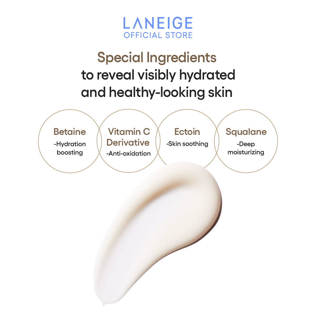 Radiant model face close-up with skin lifting effect lines to illustrate firming benefits of Laneige Perfect Renew 3X Skin Emulsion.
