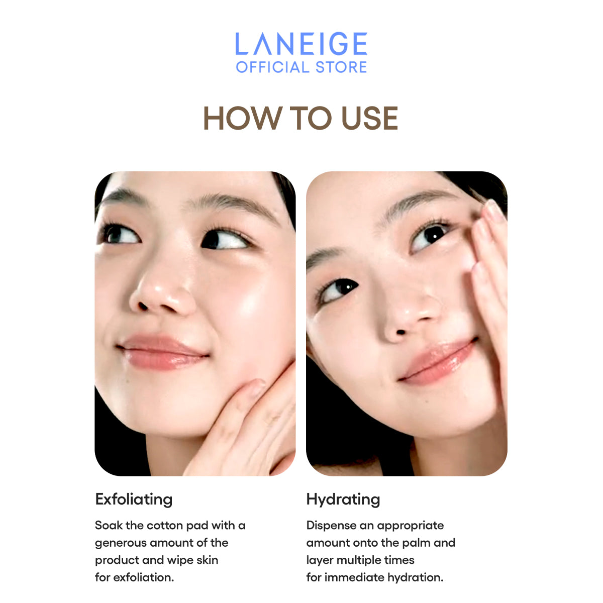 Laneige Perfect Renew 3X Skin Emulsion bottle tilted with overflow of milky essence on beige background, highlighting smooth texture and luxurious packaging.