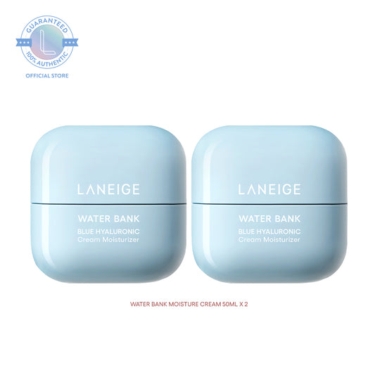 LANEIGE Water Bank Blue Moisture Cream 50ml Duo Set - Barrier Fortifying Cream For a Strong Barrier and Healthy Glow (Clinically Proven Hydration For All Skin Types)